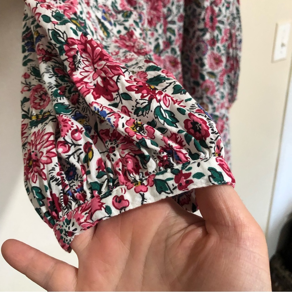 Womens Bohemian Floral V Neck Front tie puff sleeve Blouse. Size XXL. - Picture 8 of 12